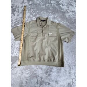 Members Only Passport Short‎ Sleeve Khaki Shirt Mens Large Pockets